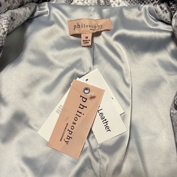 NWT Philosophy Snakeskin Jacket, Blazer, White, Gray, Moto, Faux Leather, Size M - Picture 6 of 10